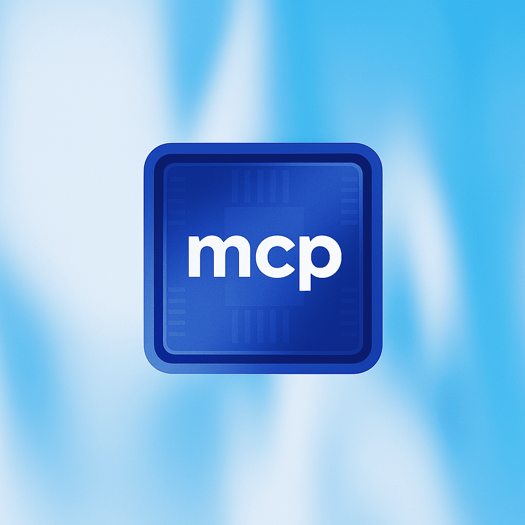Blue MCP logo representing the Model Context Protocol — a universal standard connecting AI models with tools and data systems.