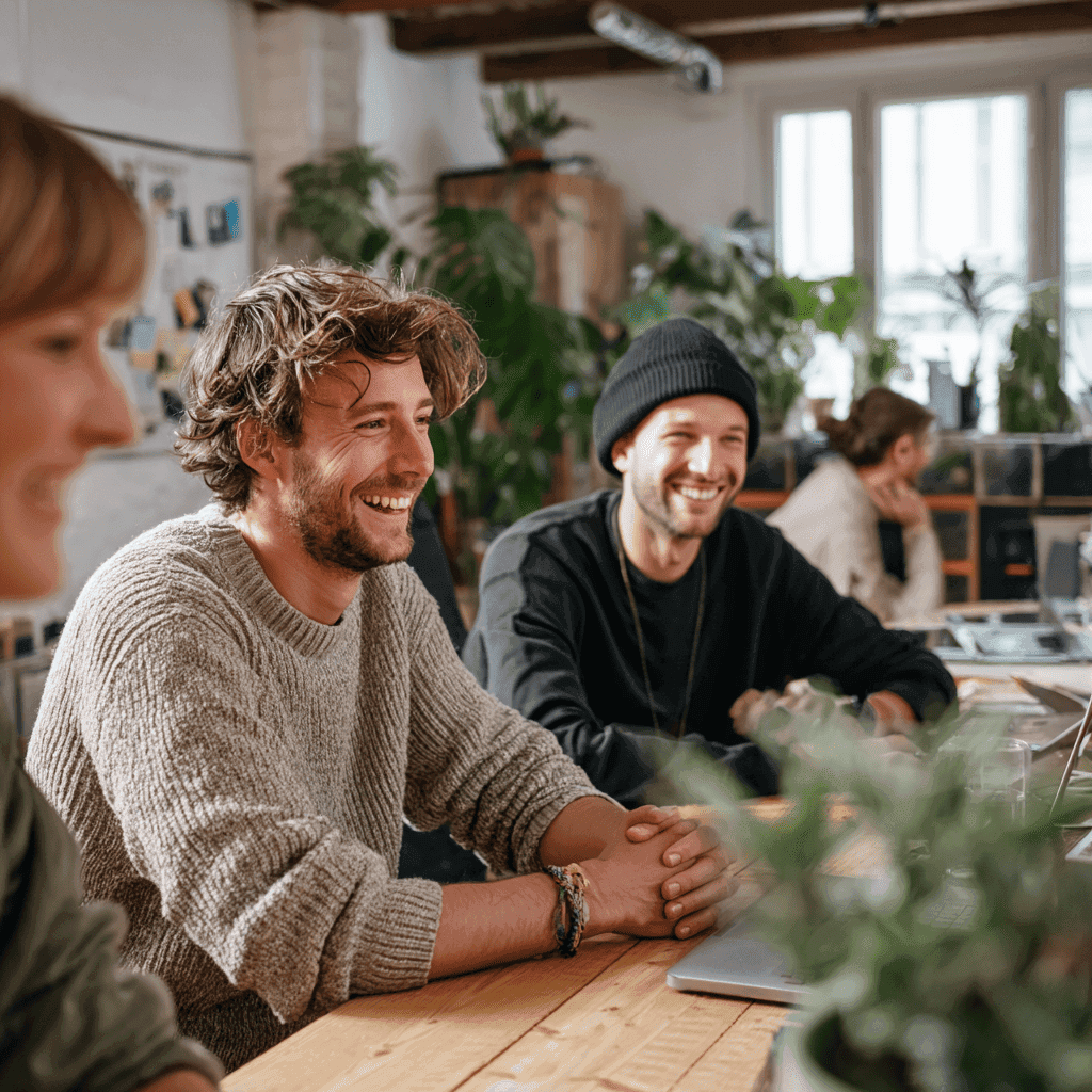 Augmented team members collaborating with an in-house software development squad