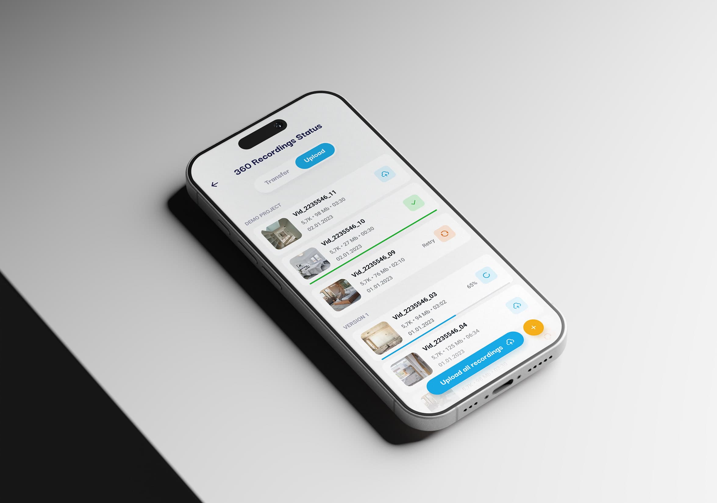 Construction-site productivity React Native mobile app—Aiforsite tool for capturing 360° video on-site