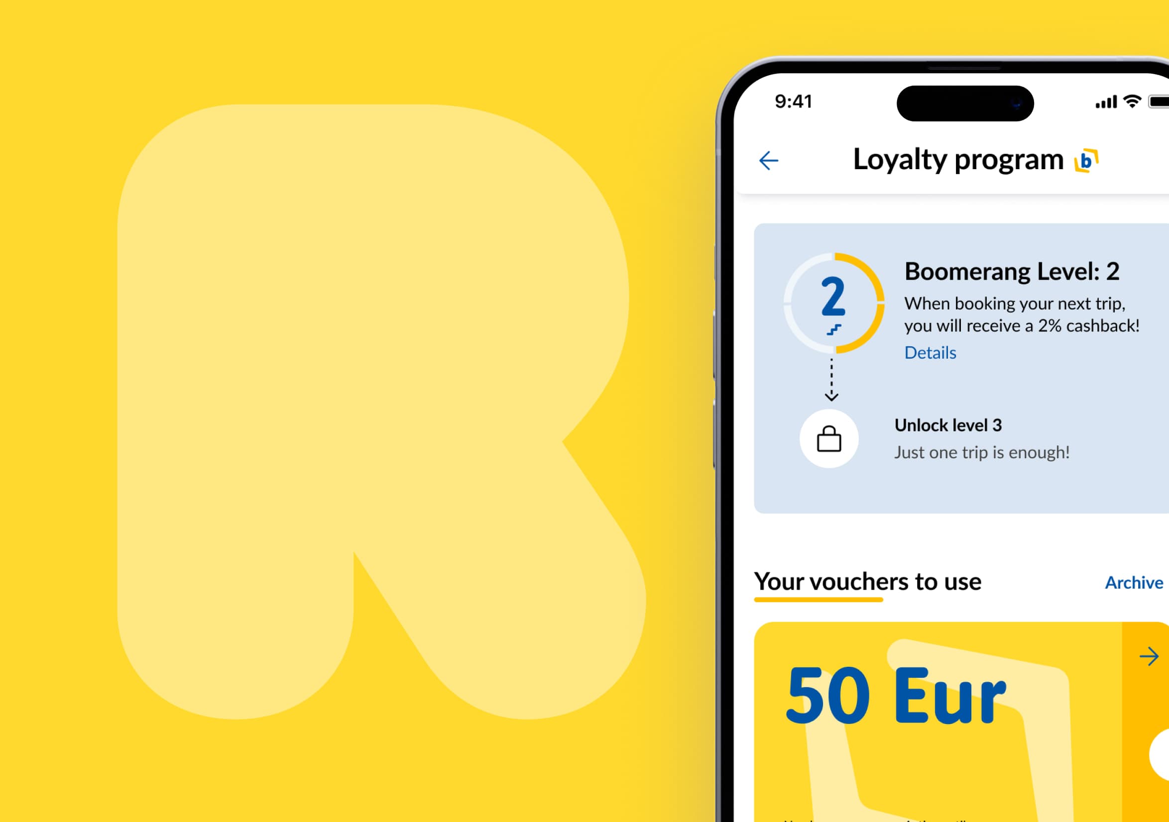 Loyalty program web platform—Rainbow Tours' Bumerang program with intuitive UI for customer rewards