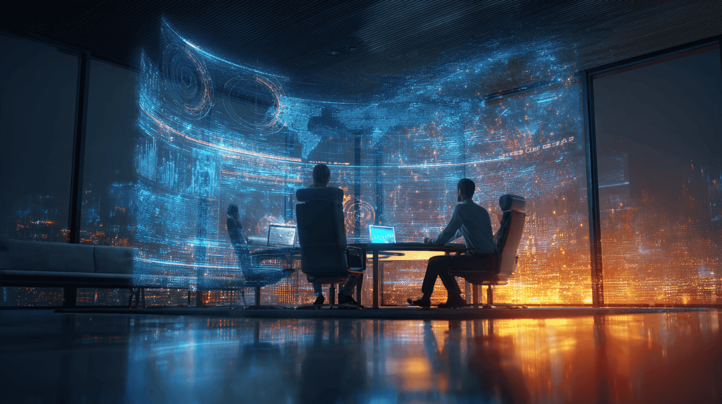 Business executive reviewing digital trust and cybersecurity dashboard on laptop
