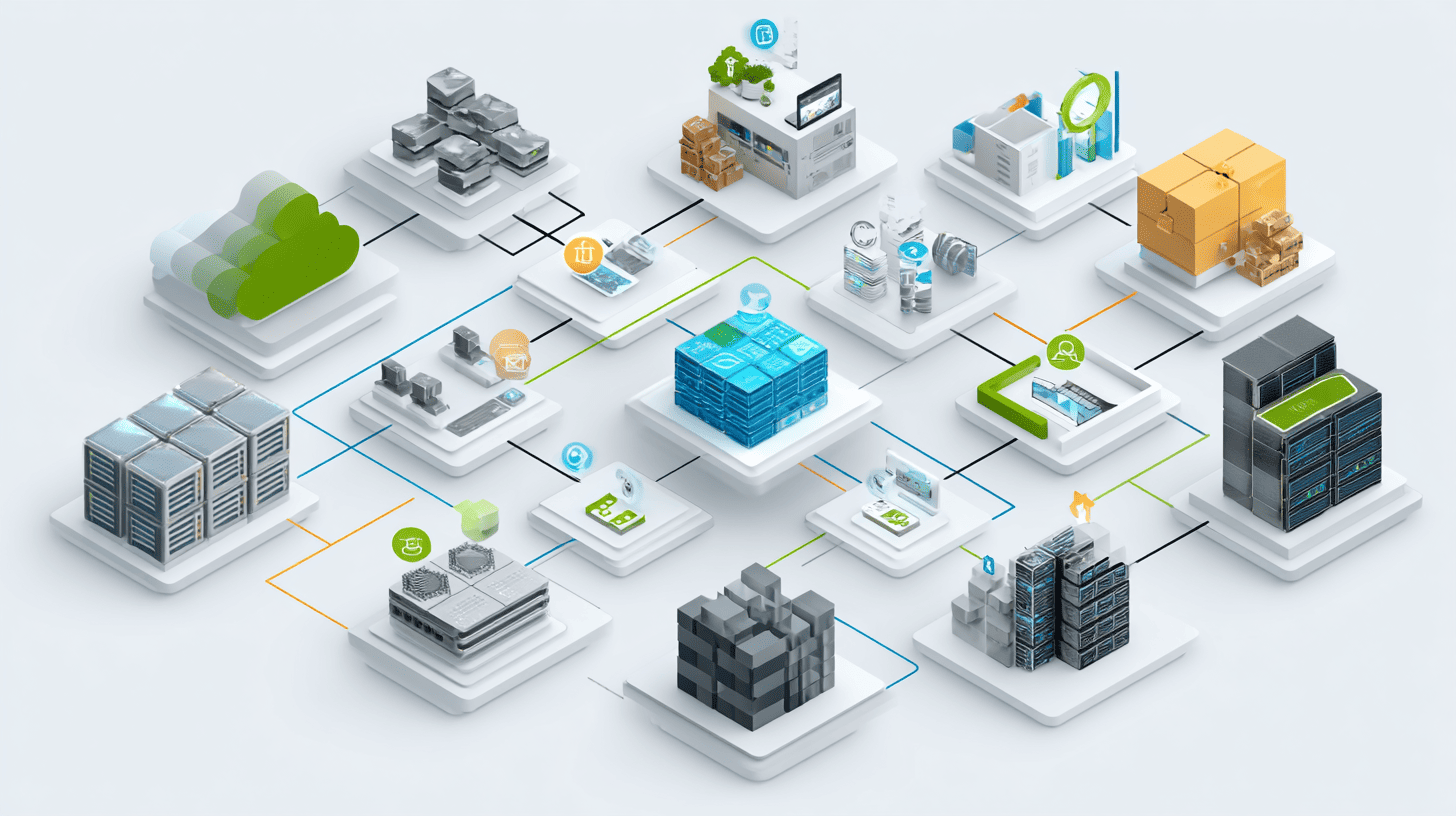 An API integration diagram showing scalable solutions for enterprises.