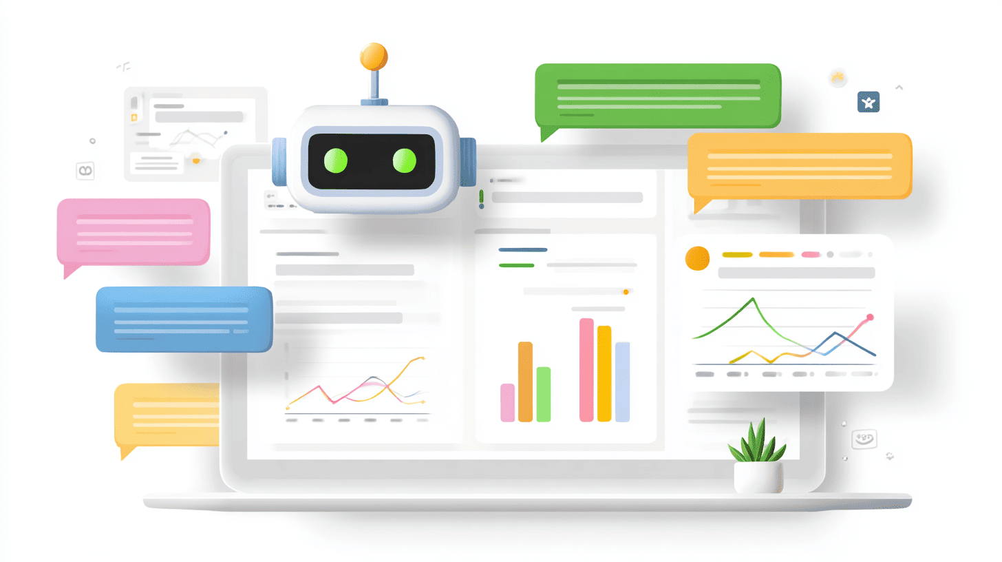 Digital chatbot interface on a financial dashboard with charts and messages